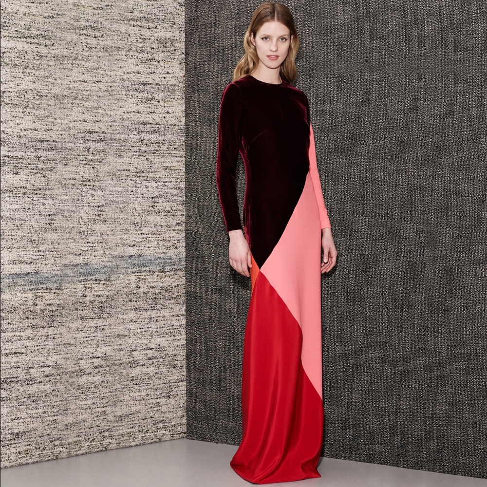 Stella McCartney Colorblocked Silk Velvet Gown